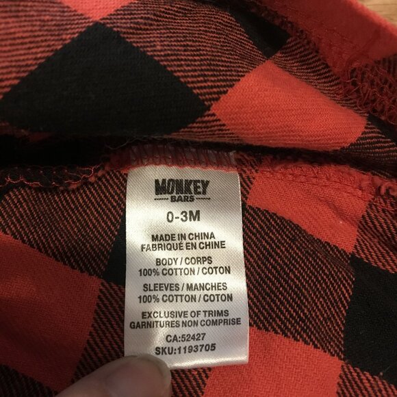 Baby Buffalo Plaid Dress Dress Long Sleeve Button Down 0/3M Monkey Bars Cotton - Picture 6 of 6